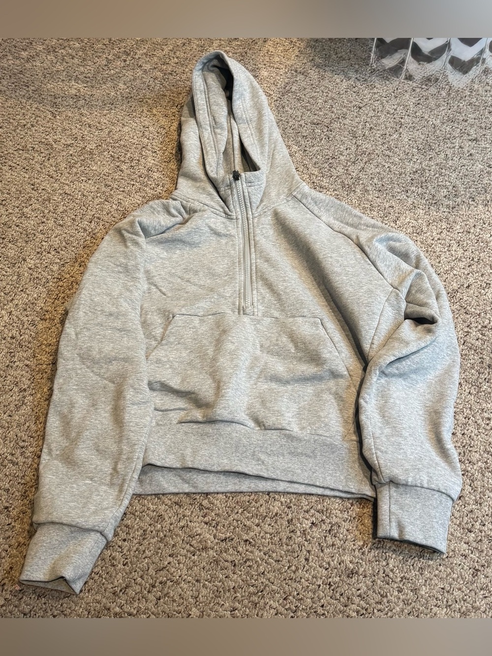 Athleta Light Gray Half-Zip Hoodie